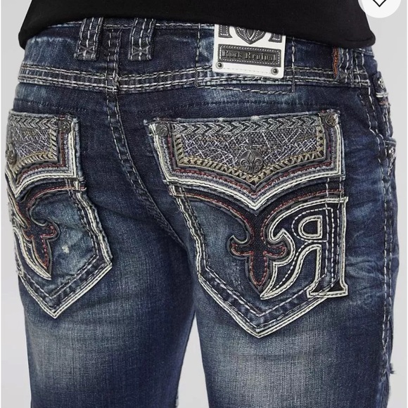 Rock Revival Other - Rock Revival Chase Biker Dark Blue Relaxed Men's Jeans collectors edition
